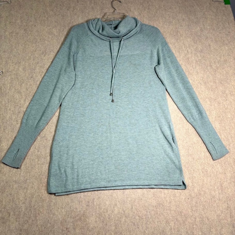 Dakini Tunic Sweater Wmns Medium Green Cotton Blend Cowl Neck Thumbhole Coastal